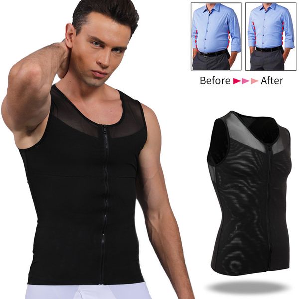 

men' tank men' weight loss and body shaping abdomen control waist trainer men' body shaping model underwear straightening, White;black