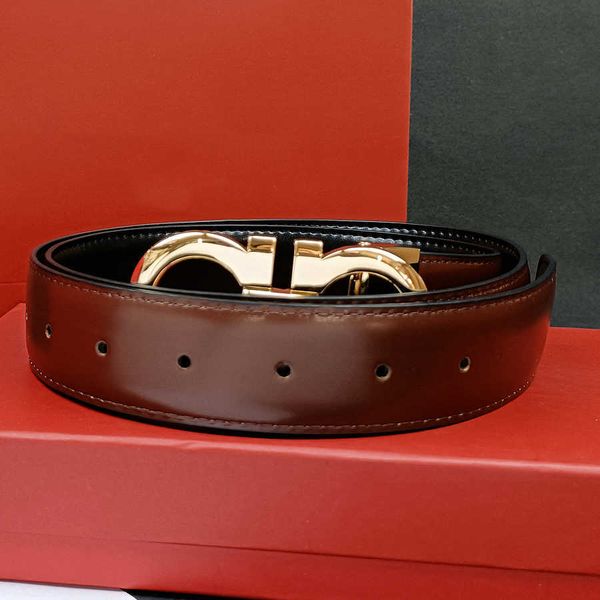 

premium men and women designer belts fashion vintage double-sided smooth buckle jeans casual belts width 3.3cm double-sided reversible, Black;brown