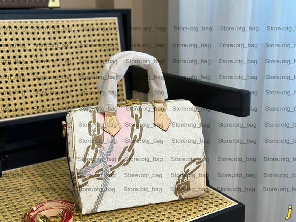 

23ss new spring nautical speedy 25 boston bag print of ropes and chains x yk crossbody women designer handle bags painted dots handbag m4643