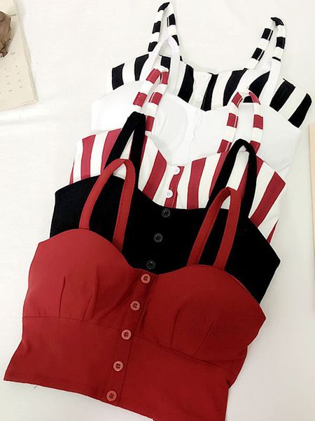 

womens tanks camis gkfnmt crop halter ole summer sleeveless slim low chest button big size 3xl clothing 230330, White