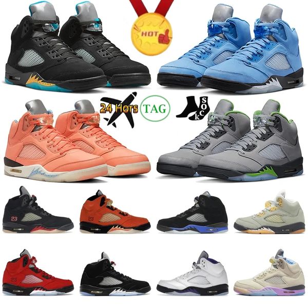 

5 jumpman basketball shoes mens 5s unc racer university blue aqua green bean crimson bliss dark concord raging bull red sail pinksicle men t, Black