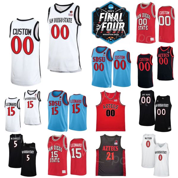

college 2023 final four basketball 21 malik pope jersey san diego state aztecs 15 kawhi leonard 21 jamaal franklin 0 devin watson 5 jalen mc, Black