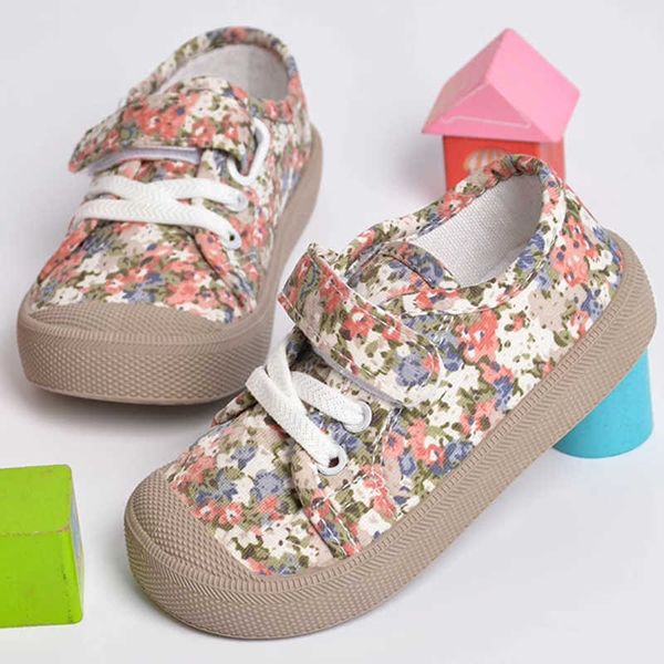 

athletic outdoor new girls floral sneakers kids flower casual shoes hook loop canvas flats soft sole sneakers 2022 spring cute shoes for gir, Black