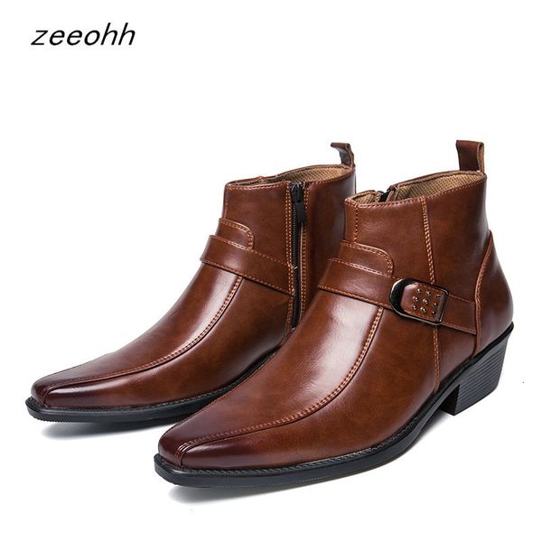 

boots british vintage men's boots black brown men's motorcycle sports shoes autumn casual work shoes fashion button oxford high he
