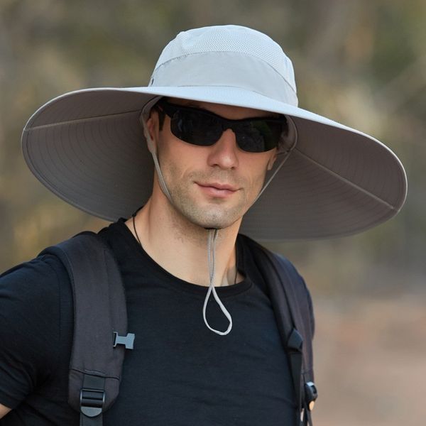 

wide brim hats bucket stylish men's fisherman hat solid waterproof sun caps mountaineering fishing panama 230330, Blue;gray
