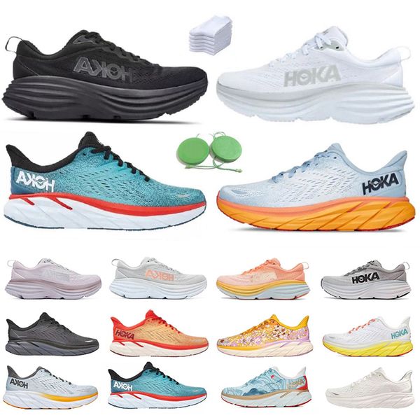 

hoka one bondi clifton 8 men running shoes sneaker cool grey triple black white orange amber yellow goblin blue red men women trainer sports