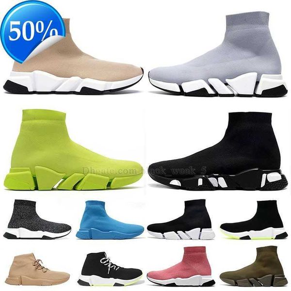 

2023 speed slip-on womena boots high socks shoes womens black and pink light blue vintage beige clear sole ankel snow boot paris balencigas