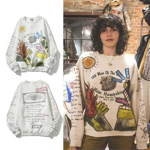 

fatherkiki hoodie exclusive hand-painted graffiti ins same men's women's pullover sweater fashion in europe america, Black;brown