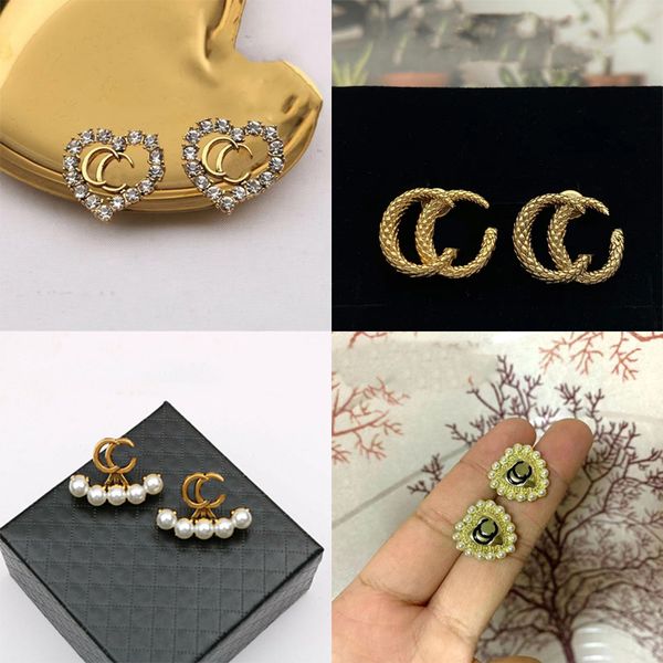 

9style classic style fashion g-letter stud earrings designer letter earring for women jewelry accessory gifts s925 silver needle, Golden;silver