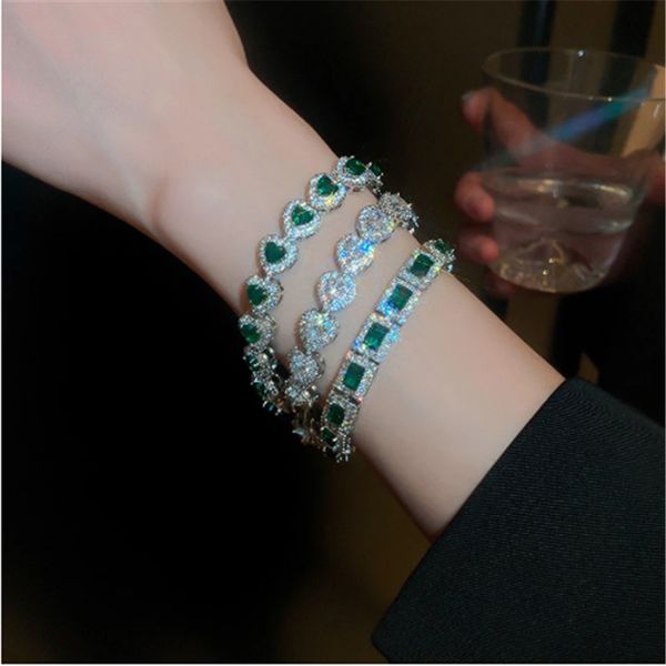 

trendy lady lab diamond bangle bracelet 14k gold engagement wedding bracelets for women bridal tennis party jewelry gift, Golden;silver