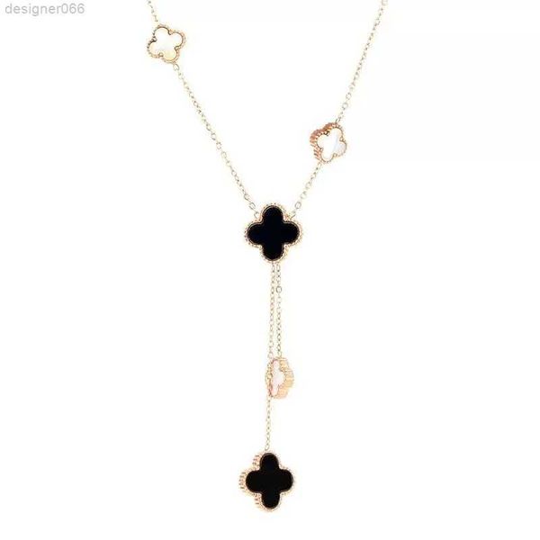

double side clover pendant necklace handmade luxury jewelry for women gift, Silver