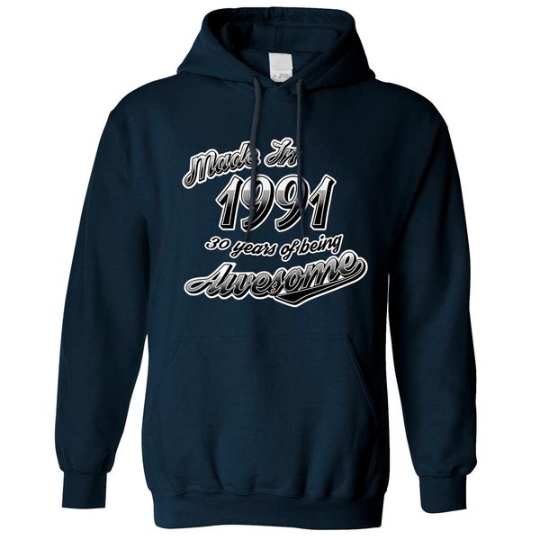 

men s hoodies sweatshirts 30th birthday hoodie made in 1991 30 years of awesome retro gift idea hooded 230330, Black