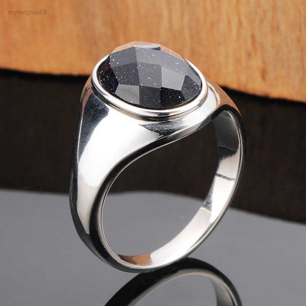 

jewelry fashion purple sands black agate titanium steel ring n340, Silver