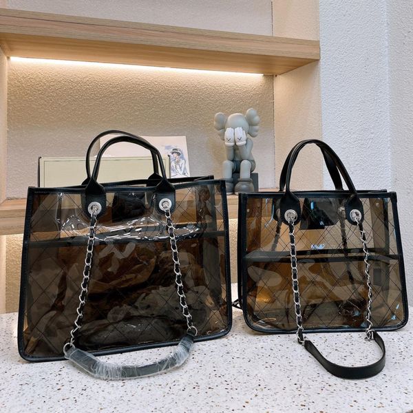 

designer tote bag woman transparent shopping handbags summer beach bags large shoulder bag check letter candy color 29cm 39cm