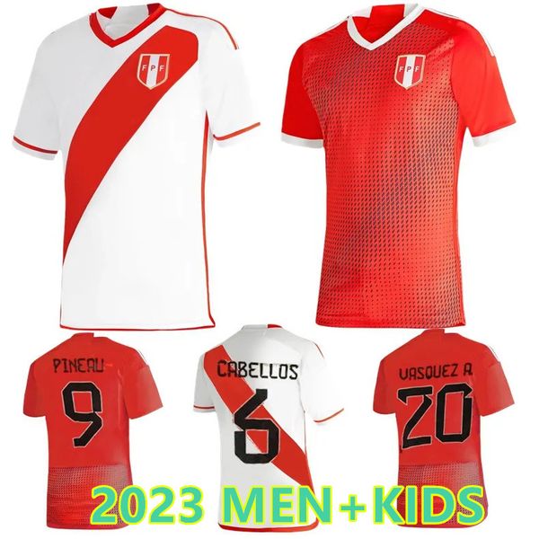 

2023 peru soccer jerseys 23 24 home away seleccion peruana cuevas pineau cartagena football shirt men kids kit, Black;yellow