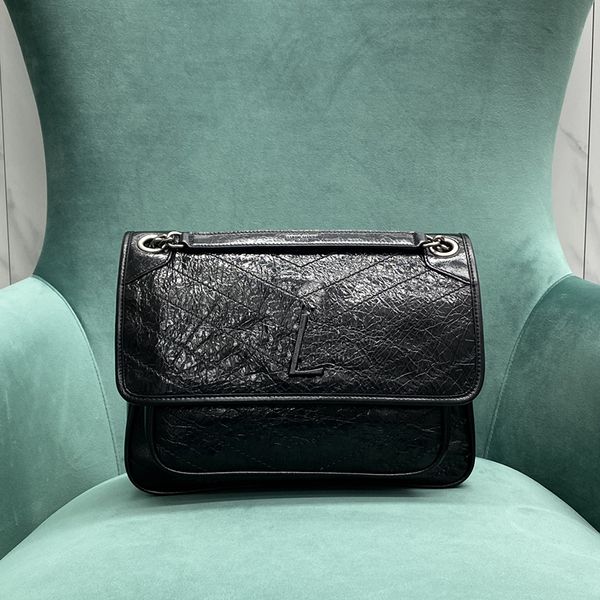

10A TOP quality designer bag shoulder bag 28cm medium lady crossbody bag genuine leather chain bag wallet With box Y033, Black