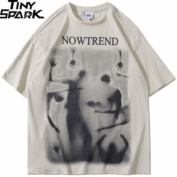 

men's t-shirts hip hop streetwear t-shirt struggling shadow graphic t-shirt men's harajuku cotton loose t-shirt short sleeve tee k, White;black