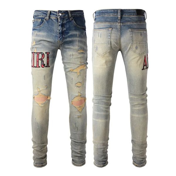 

2023 new arrivals s mens luxury designer denim jeans holes trousers amiris jean coolguy biker pants man clothing #888 ynd, Blue