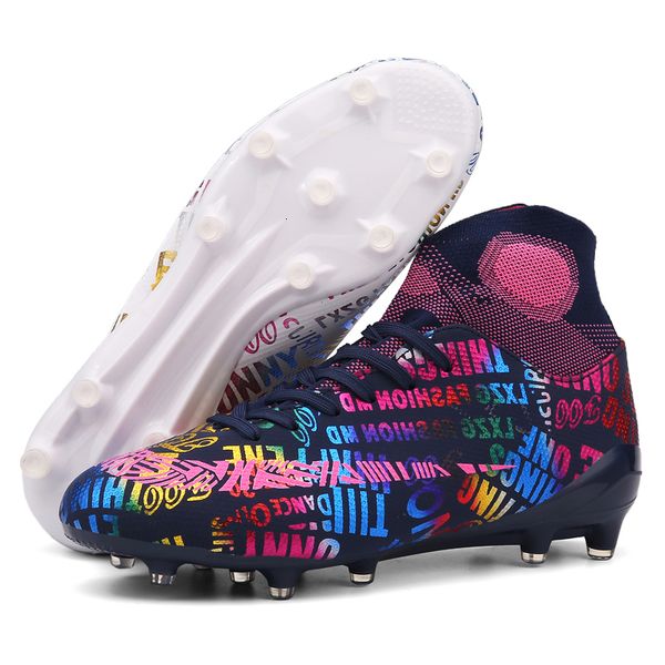 

dress shoes high ankle soccer men turf cleats grass football training for kids boot sneakers ag 33 230330, Black