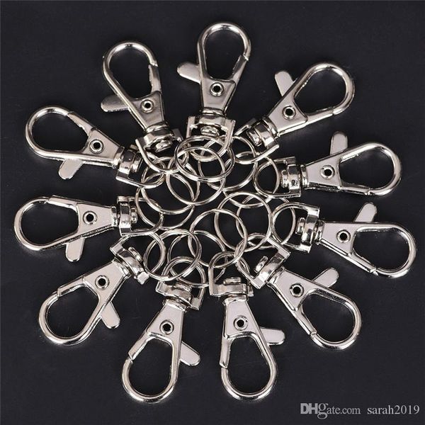 

classic key chain ring silver metal swivel lobster clasp clips key hooks keychain split ring diy bag jewelry wholeales ceo ''dolc&