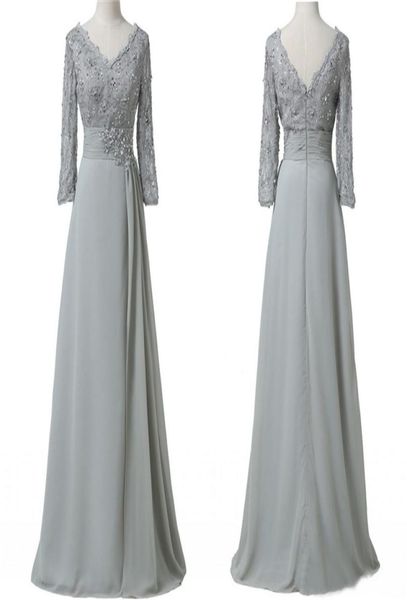 

sliver lace mother of the bride groom dresses with long sleeves sequin v neck chiffon plus size formal evening party gowns g12259636, Black;red