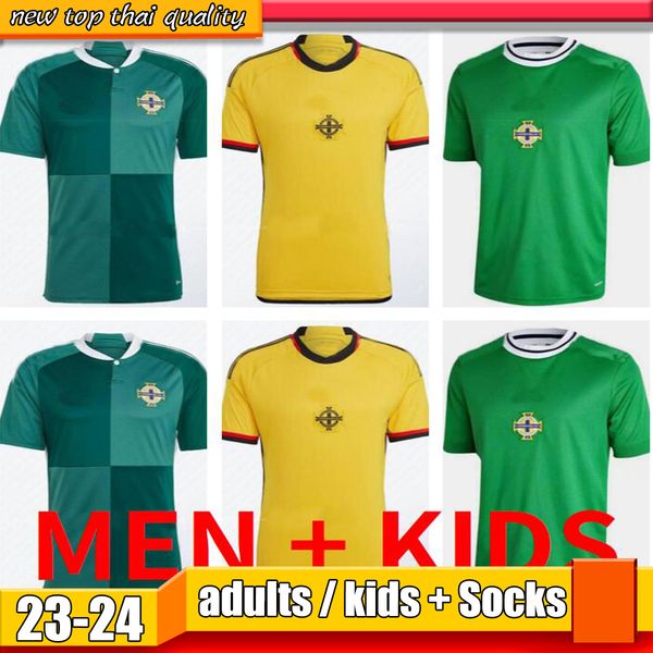 

2022 2023 thailand northern ireland soccer jerseys 22 23 blue evans lewis saville magennis mcnair ballard man kids kits women football shirt, Black;yellow