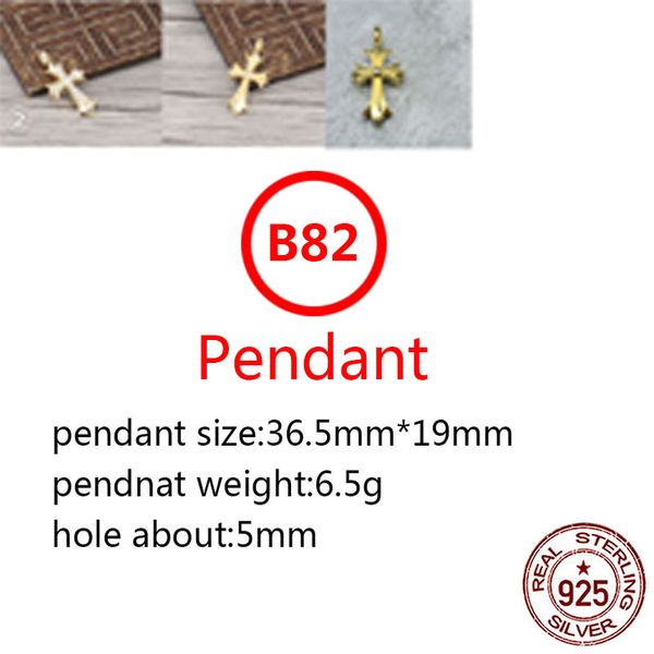 

b82 s925 sterling silver pendant personalized punk style hip hop gold plated cross flower set diamond letter shape gift for lovers