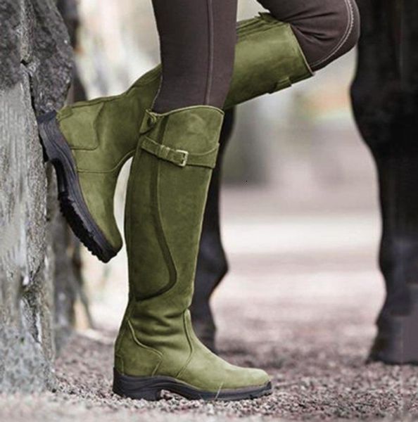 

boots western fashion women winter knee high heels quality suede long comfort square botines mujer thigh boot botas 43 230330, Black