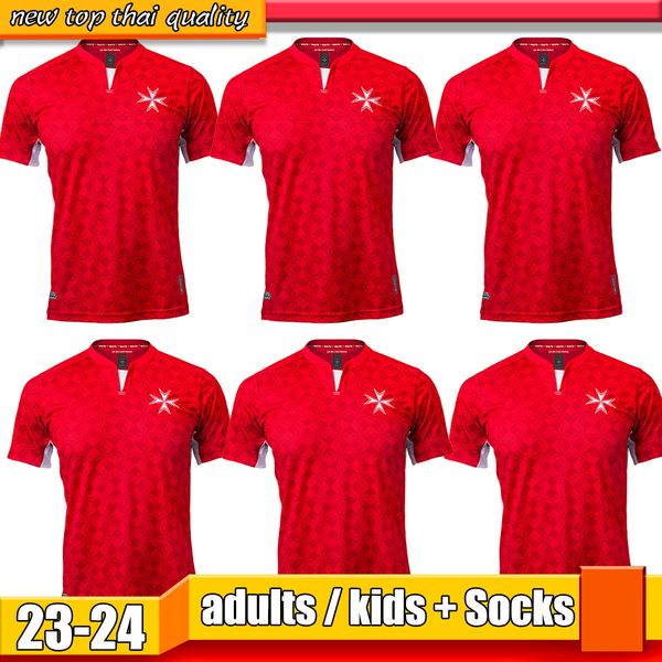 

22 23 malta national team mens soccer jerseys home red classic football shirts short sleeve uniforms t-shirt football americain jerseys de f, Black;yellow