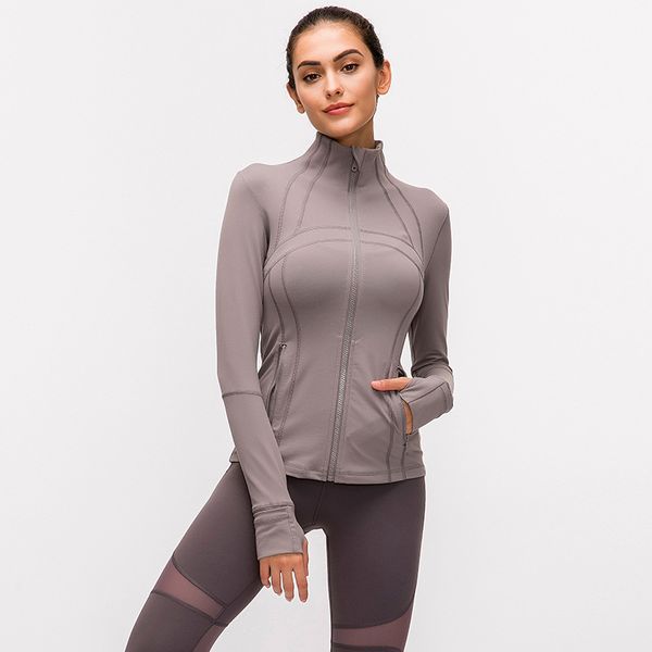

luxury define collar long sleeve yoga jacket fitness sports jacket running soft elastic waist tight ll yoga dress designer women custom fit