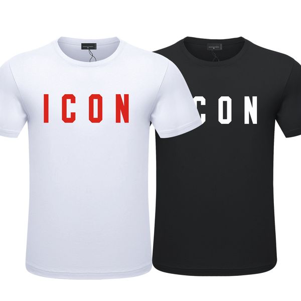 

icon dsqicon2 printed shirts men and women o-neck classic fashion trend for simple street brand short brand short sleeve, White;black