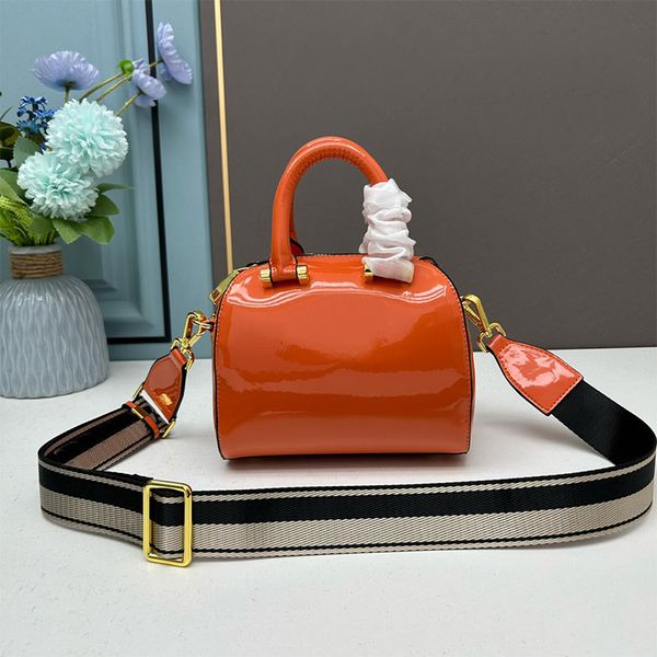 

patent leather pillow bag women shoulder purse handbag purse fashion letter cowhide genuine leather removable wide shoulder strap zipper ope