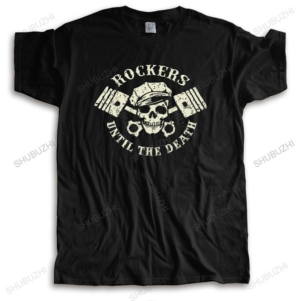 

mens tshirts men cotton t shirt rockers until the death rocknroll rockabilly 50s vintage motorcycle loose for him plus size teeshirt 230330, White;black