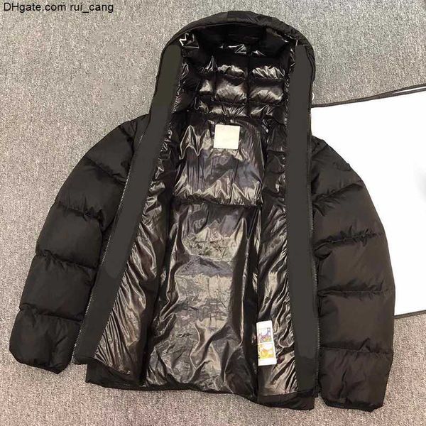 

mens puffer montcla jackets downs coats designer womens hoodes outerwear parkas with neckline embroidered letter webbing lapel winter jacket, Black