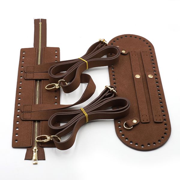 

bag parts accessories artificial leather shoulder set handmade handbag strap backpack lock zipper bottom diy 230330, Black