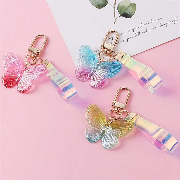 

key rings colourful crystal butterfly keychain acrylic three-dimensional dreamcolor butterfly pendant accessory women fashion keyring gift a, Slivery;golden