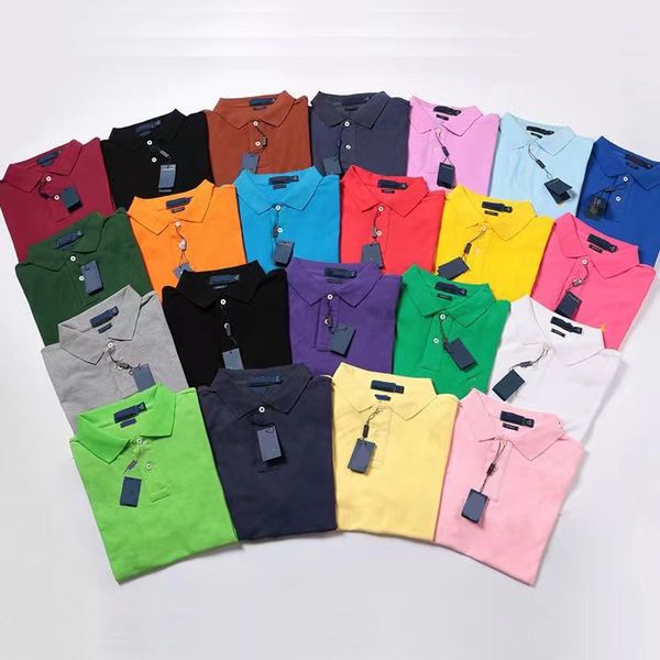 

designet ralphs polos t shirt boutique new summer cotton round neck embroidered pony logo t-shirt solid color bottomed shirt half sleeve cou, White;black