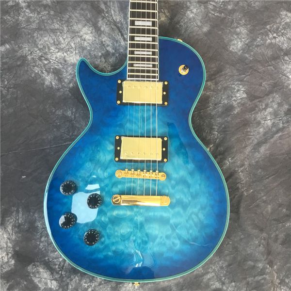 

new custom electric guitar lp, lp left hand guitar blue color guitar xdjku