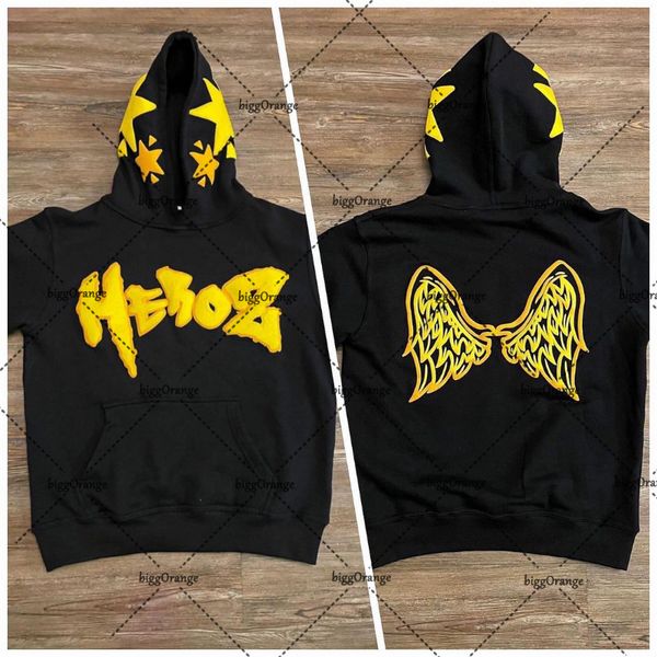 

women's hoodies sweatshirts 3d letters wings foam loose zipper hoodie women's street hiphop clothing retro harajuku casual oversiz, Black