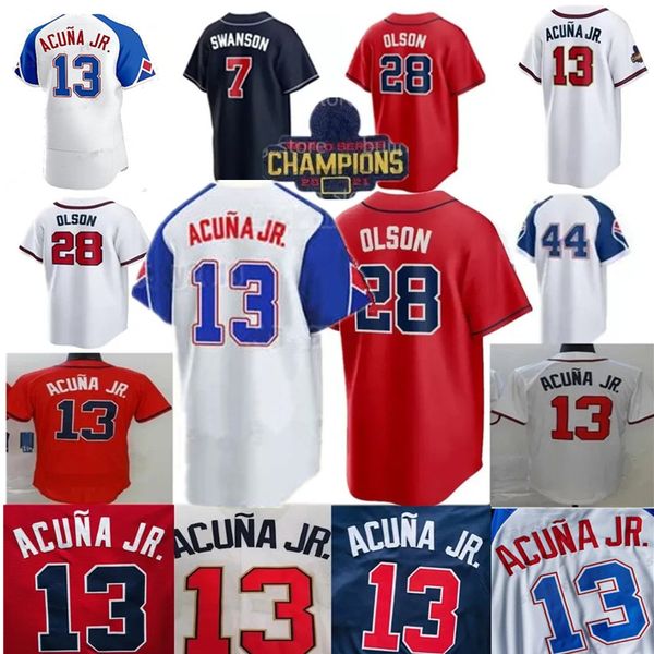 

2023 28 matt olson jersey freddie an dansby swanson 10 jones 13 ronald acuna jr. ozzie albies mike soroka 27 riley custom s-4xl baseball jer