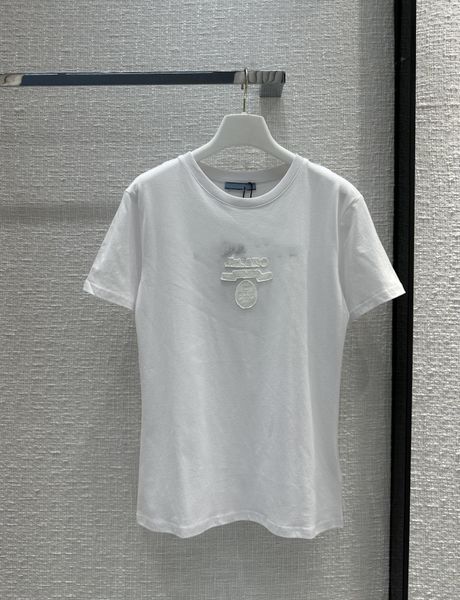 

milan runway women's t-shirt 2023 spring summer o neck short sleeve fashion designer brand same style t-shirt 0330-11, White
