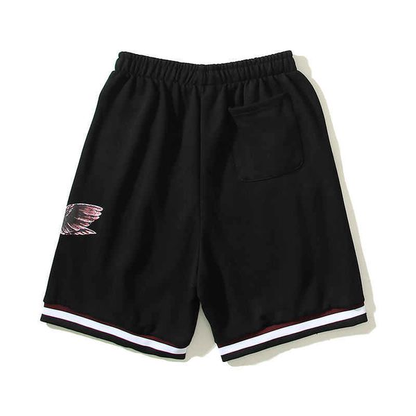 

american high street hummingbird bieber same style smiling face fashion brand summer sports casual cotton loose quarter shorts men, Black