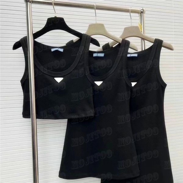 

womens vest dress t shirts sleeveless tank metal badge woman designer vests summer tanks camis tees sport yoga, Black