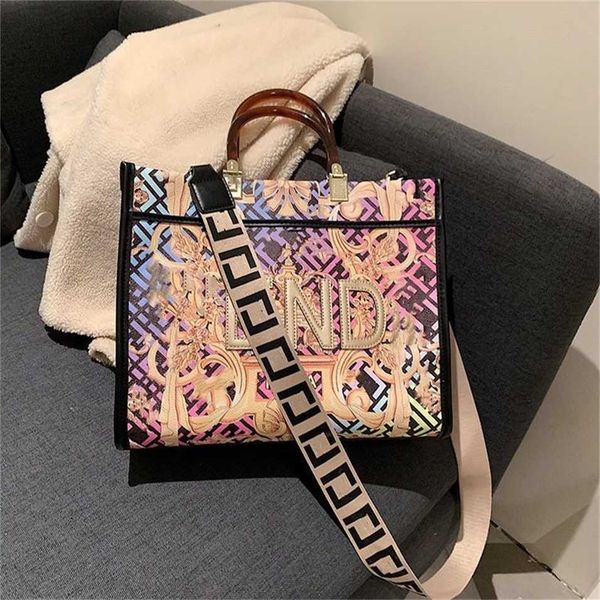 

2023 designer bag handbag women's bags can be customized and mixed batches large shopping leisure printed color painting