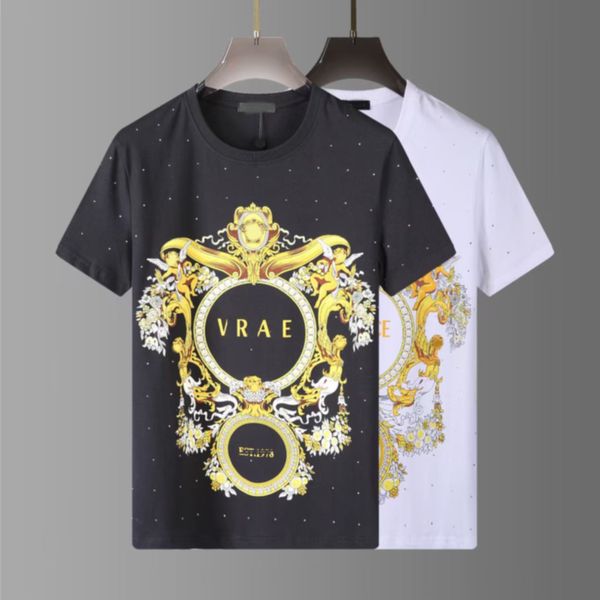 

2023short sleeved men's summer fashion printed t-shirt men's casual printed floral t-shirt large size crewneck leggings a88, White;black