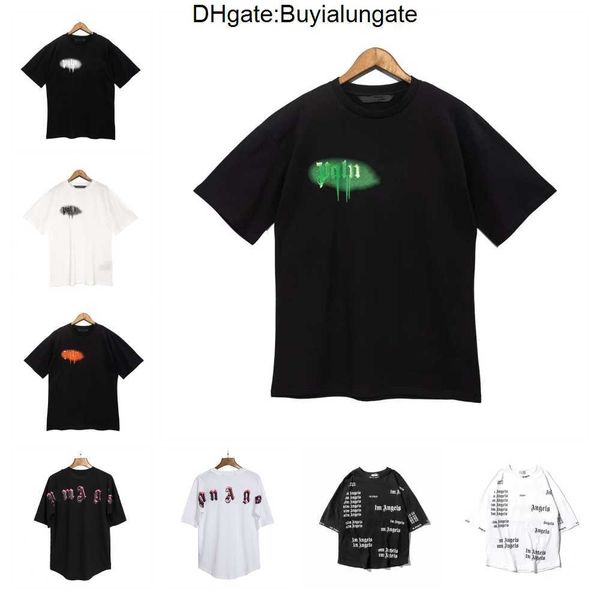 

palm mens t shirts women designers angel t-shirts tees man casual chest letter shirt luxurys street shorts sleeve tshirts over sized, White;black