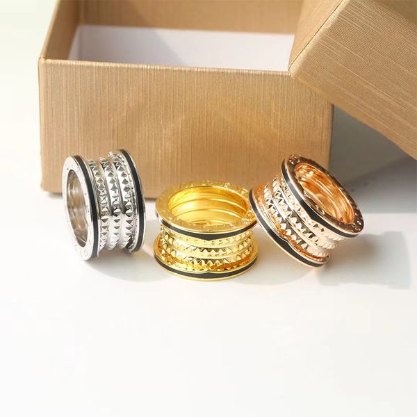 

2023 new brand ceramic couple ring fashion charm couple spring wide ring 18k gold titanium steel designer ring, Silver