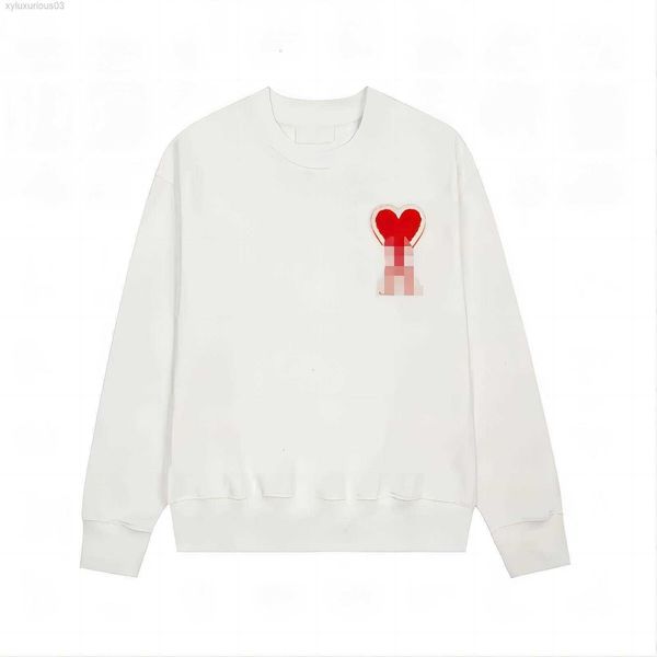 

hoodie male and female designers amis paris hooded highs quality sweater embroidered red love winter round neck jumper couple sweatshirts1nu, Black