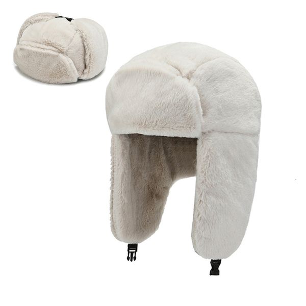 

beanieskull caps fashion warm bomber hats faux fur thicken earflap autumn winter black white ear protect russian cycling ski hat 230330, Blue;gray