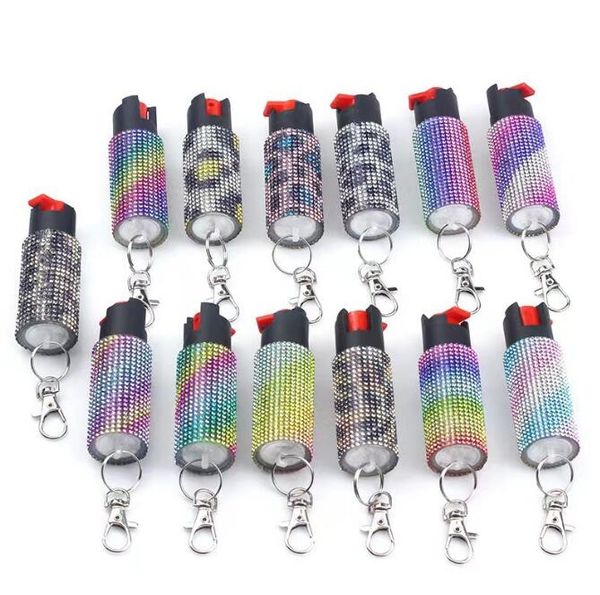 

13 colors diamond gradient 20ml spray keychains bulingbuling defense keychain for women and men self-defense tools, Silver